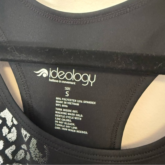 Ideology Black and Pink Sport Tank Top with Silver Leopard Design Size S - Picture 6 of 7